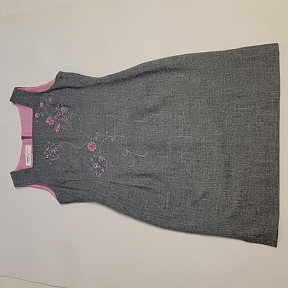 Vintage Donna Ricco New York Petite Size 8P Embroidered Dress Gray - Picture 16 of 16